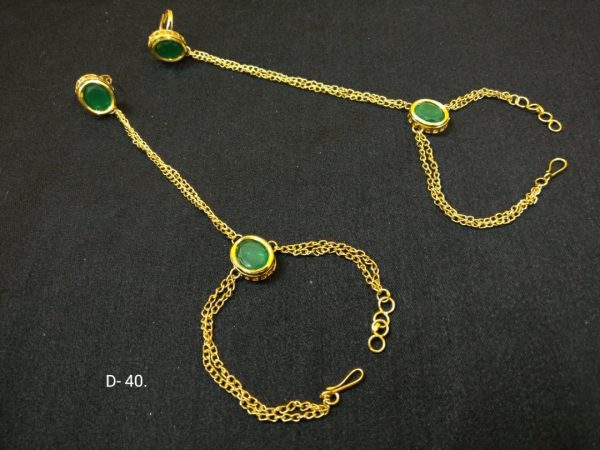 Indian Kundan Ethnic Traditional Jewelry Set Bridal Wear Hand harness hathphool Beautiful backside meena - Image 4