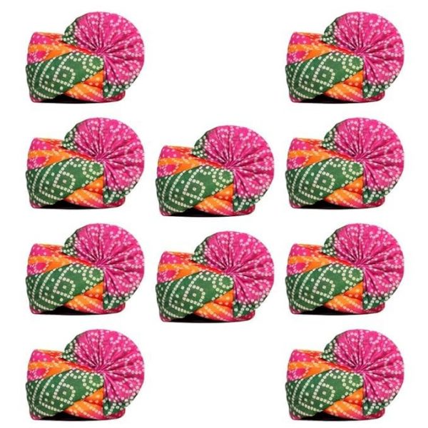 Pagdi/Turban for Barati & Guest to celebrate Wedding/other function for Men & Women (Free Size) II Pack of 10 II MULTI COLOR