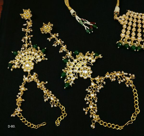 Indian Kundan Ethnic Traditional Jewelry Set Bridal Wear Hand harness hathphool Beautiful backside meena - Image 11