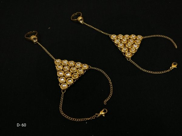 Indian Kundan Ethnic Traditional Jewelry Set Bridal Wear Hand harness hathphool Beautiful backside meena - Image 12