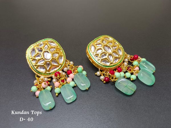 Indian Kundan Ethnic Traditional Jewelry Set Bridal Wear Earrings Beautiful backside meena Conjunto de joyas - Image 21