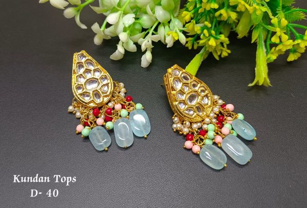 Indian Kundan Ethnic Traditional Jewelry Set Bridal Wear Earrings Beautiful backside meena Conjunto de joyas - Image 34