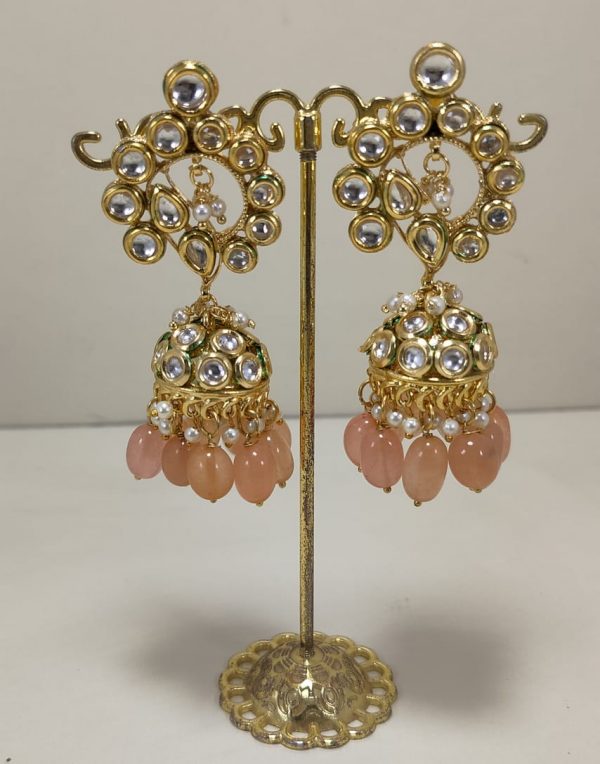 Indian Kundan Ethnic Traditional Jewelry Set Bridal Wear Earrings Beautiful backside meena бижута кундан - Image 11