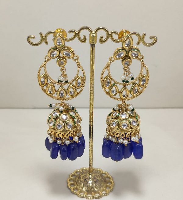 Indian Kundan Ethnic Traditional Jewelry Set Bridal Wear Earrings Beautiful backside meena бижута кундан - Image 10