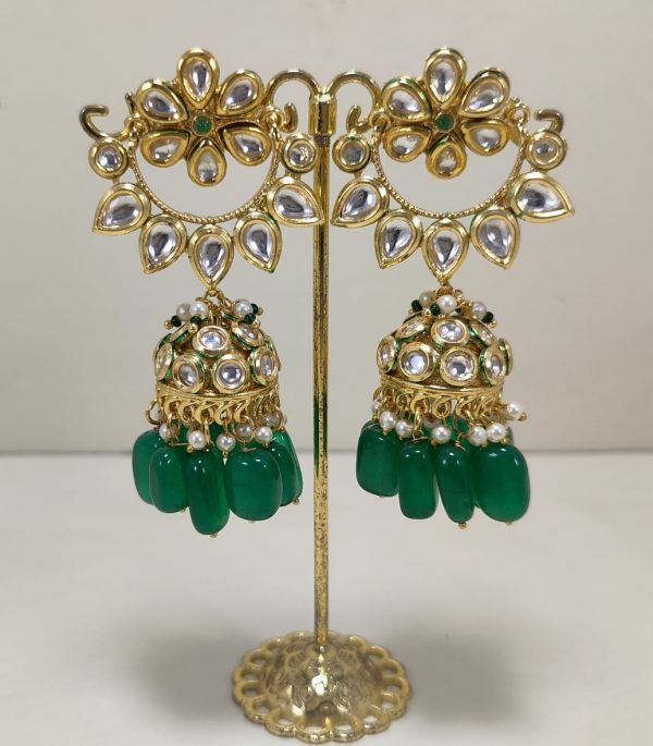 Indian Kundan Ethnic Traditional Jewelry Set Bridal Wear Earrings Beautiful backside meena бижута кундан - Image 7