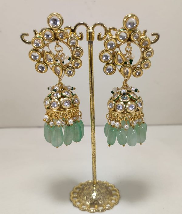 Indian Kundan Ethnic Traditional Jewelry Set Bridal Wear Earrings Beautiful backside meena бижута кундан - Image 6