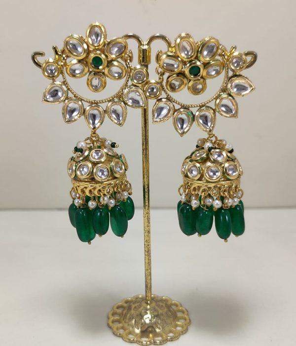 Indian Kundan Ethnic Traditional Jewelry Set Bridal Wear Earrings Beautiful backside meena бижута кундан - Image 4