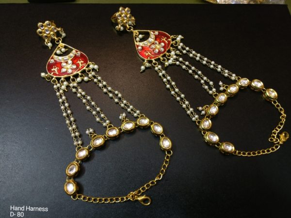 Indian Kundan Ethnic Traditional Jewelry Set Bridal Wear Hand harness hathphool Lates Free shipping - Image 12