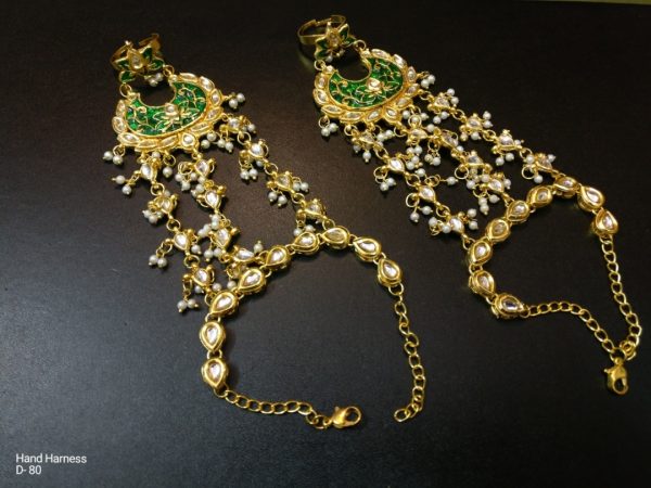 Indian Kundan Ethnic Traditional Jewelry Set Bridal Wear Hand harness hathphool Lates Free shipping - Image 9