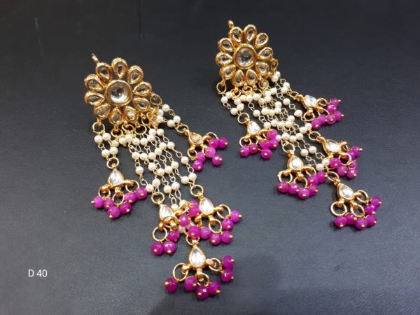 Indian Kundan Ethnic Traditional Jewelry Set Bridal Wear Earrings Beautiful backside meena Barang Kemas Kundan - Image 33