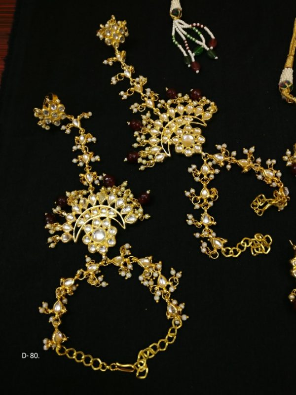 Indian Kundan Ethnic Traditional Jewelry Set Bridal Wear Hand harness hathphool Lates Free shipping - Image 6