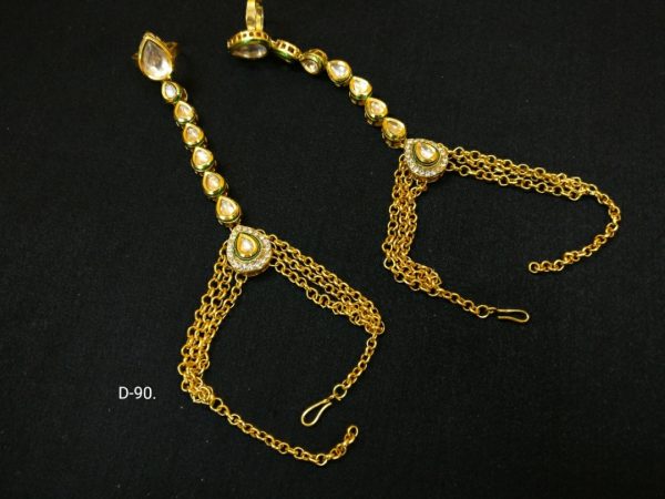 Indian Kundan Ethnic Traditional Jewelry Set Bridal Wear Hand harness hathphool Lates Free shipping - Image 5