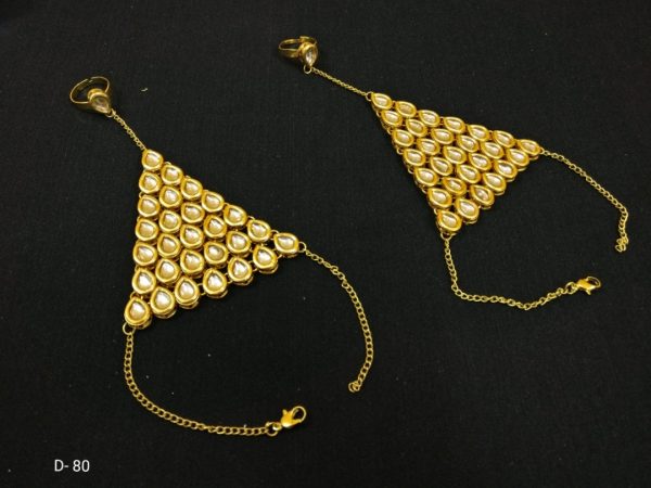 Indian Kundan Ethnic Traditional Jewelry Set Bridal Wear Hand harness hathphool Lates Free shipping - Image 2