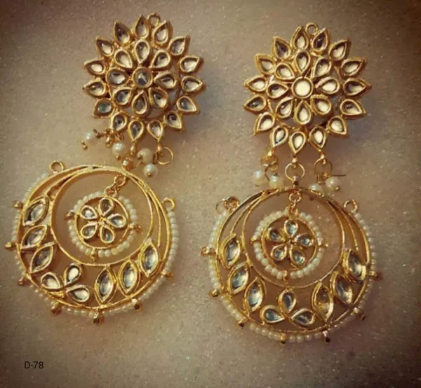 Pure Kundan Indian Arabic fantasy wedding jewelry Earrings Set Backside meena e