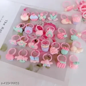 Adjustable Ring Set | Jewellery Rings | Stylish Cute Plastic Cartoon Toy Finger Rings for Playful Kids Girls and Boys (Random Designs, 24 PCS)