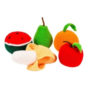 Crochet Fruit Toys | Pretend Play Plush Toys for Kids | Stuffed Toys for Babies (5 Pcs)