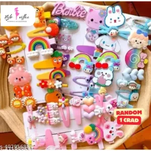 Multi Unicorn Ice Cream Cartoon Hair Clips Set Baby Hairpin For Kids Girls Toddler Hair Accessories for girls (14 PCS PINK) RANDOM 1 CARD