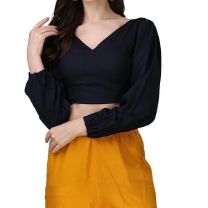 Women's Rayon Solid Lantern Sleeve Regular Blouse