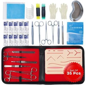 Premium Suture Practice Kit (35 Pc) for Medical Students | Original Surgical Kit with Silicone Suturing Pad, Sutures, Scissors, and Tools for MBBS Students, Veterinary Use, Preppers, and Gifts