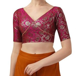 Women Jacquard Half Sleeve Blouse