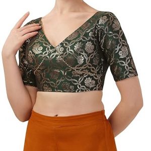 Women Jacquard Half Sleeve Blouse