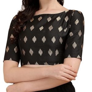 Women's Art Silk Geometric Half Sleeve Fitted Blouse