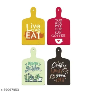 Beautiful Designer Wooden Wall Hanging Chopping Board Door Sign for Home|Office|Gift(WH_5605N, Set of 4)