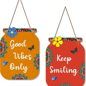 Preety Jar Shape Set of 2 Wall Hanging Quotes For Home Decor, Wall Decoration and Gift Item - 12' Inch x 9' Inchs