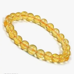 Yellow Citrine Bracelet with Lab Certificate for Men and Women - Natural Energised Bead Stone Crystal Bracelet for Moneyy, Success, and Good Luck - 8MM Beads