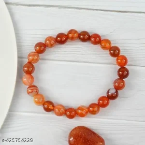 Natural Certified Carnelian Bracelet Round Beads 8 mm Crystal Stone Bracelet for Healing and Crystal Healing Stones (Color : Orange/Red)
