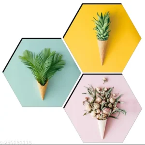 Set OF 3 Natural Beautiful Flower Wall Painting For Living Room Home Decor Gift Item 17 Inch x17 Inch