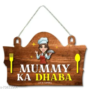 Mummy Ka Dhaba Quote Wooden Wall Hanger for Home|Office|Living Room|Gift, Wall Decoration (WH_3701N)