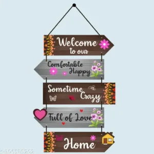 Home Delight Floral Decorative Welcome To Our Home Wooden Wall Hanging Home Decoration Items
