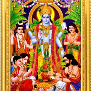 satyanarayan bhagwan photo /satya narayan bhagwan golden designed frame with Laminated(6inchesx8inches)