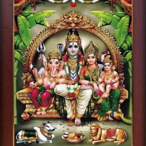 Shiv Parvati Bhagwan Ganesh Kartikeya Family Shiva Parivar Sivan Kutumbam Kudumbam Shankar Murugan Hindu God Photo Frame
