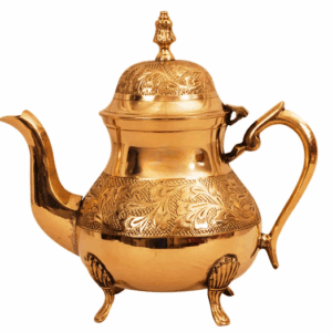 Pure Brass Leaf Design Mughlai Tea Pot with Lid -750 ML