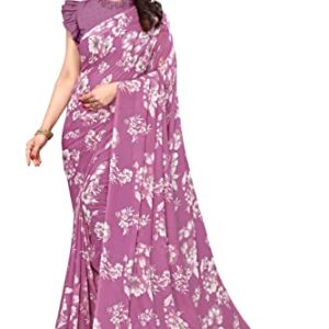 Women's Floral Printed Georgette Saree with Unstitched Blouse Piece
