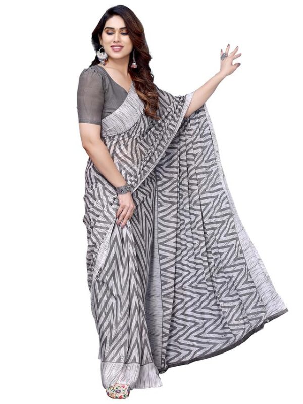 Women's Georgette Printed Saree with Unstitched Blouse Piece sari - Image 9
