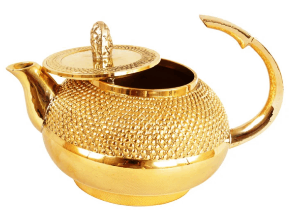 Brass Bubble Hammered Teapot with Lid & a Designer Handle, Serveware, Tableware - 525ml - Image 3