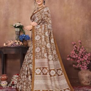 Womens Latest Woven Printed Art Silk Saree with Unstitched Blouse Material - Suitable for All Indian Weddings and Festivals