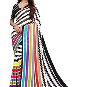 Womens Printed Georgette Sarees (Multicolor)