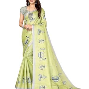 Women's Woven Elegant Printed Art Silk Saree with Matching Blouse Material-Perfect for Festive Special Occasions, Exquisite Design and Vibrant Colors