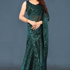 LYCRA EMBOSEED SAREE WITH SEQUIEN BLOUSE