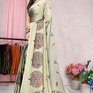 Women's Fancy Chiffon Madhubani Printed Saree with Blouse Piece