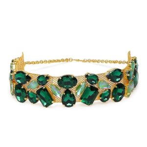Green Crystal Shine Stones Party Bling Contemporary Choker Necklace For Women