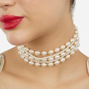 Pink Turquoise Multistrand Kundan Choker Necklace Earring Set For Women Ethnic ed