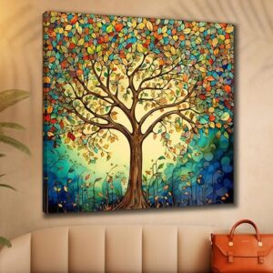 paintings colorful Tree modern art canvas home decor wall paintings with frame painting for living room wall decoration office 20 inch x 20 inch