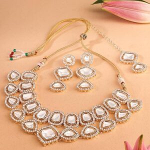 Pink Turquoise Multistrand Kundan Choker Necklace Earring Set For Women Ethnic aww