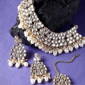 Heavy Looked Multicolor Kundan & Beads Studded Choker Necklace Set For Women
