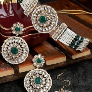 Round Shaped Multicolor Kundan & Beads Studded Choker Necklace Set For Women